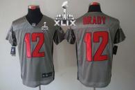 Nike New England Patriots -12 Tom Brady Grey Shadow Super Bowl XLIX Mens Stitched NFL Elite Jersey