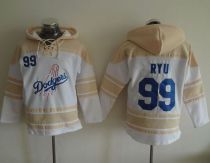 Los Angeles Dodgers -99 Hyun-Jin Ryu White Sawyer Hooded Sweatshirt MLB Hoodie