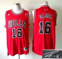 Autographed Revolution 30 Chicago Bulls -16 Pau Gasol Red Stitched NBA Jersey