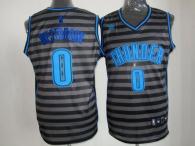 Oklahoma City Thunder -0 Russell Westbrook Black Grey Groove Stitched NBA Jersey