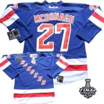 New York Rangers -27 Ryan McDonagh Blue Home With 2014 Stanley Cup Finals Stitched NHL Jersey