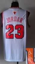 Revolution 30 Autographed Chicago Bulls -23 Michael Jordan White Stitched NBA Jersey
