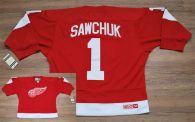 Detroit Red Wings -1 Terry Sawchuk Stitched Red CCM Throwback NHL Jersey