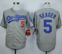 Los Angeles Dodgers -5 Corey Seager Grey Cool Base Stitched MLB Jersey