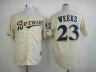 Milwaukee Brewers -23 Rickie Weeks Cream YOUniform Cool Base Stitched MLB Jersey