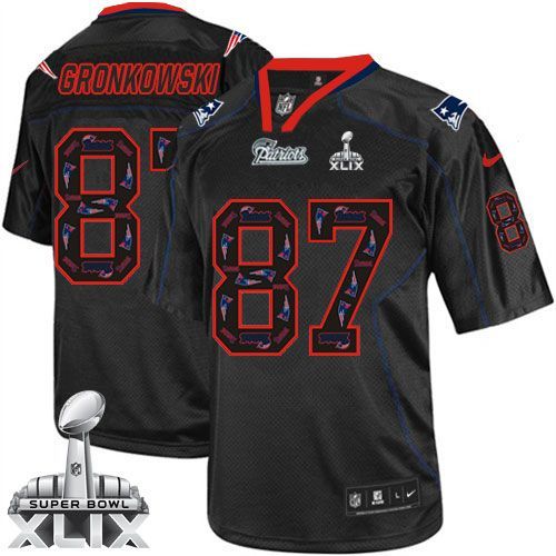 Nike New England Patriots -87 Rob Gronkowski New Lights Out Black Super Bowl XLIX Mens Stitched NFL