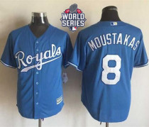 Kansas City Royals -8 Mike Moustakas Light Blue Alternate 1 New Cool Base W 2015 World Series Patch