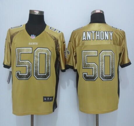 Nike New Orleans Saints #50 Stephone Anthony Gold Men's Stitched NFL Elite Drift Fashion Jersey