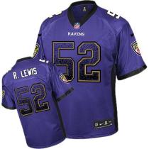 Nike Ravens -52 Ray Lewis Purple Team Color Men's Stitched NFL Elite Drift Fashion Jersey