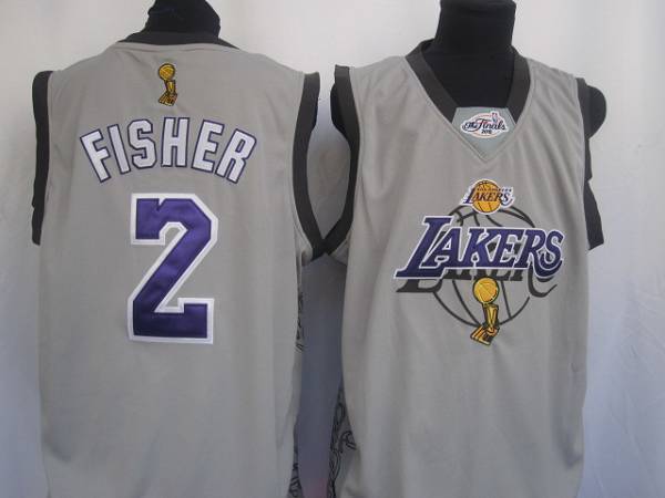 Los Angeles Lakers -2 Fisher Derek Grey 2010 Finals Commemorative Stitched NBA Jersey
