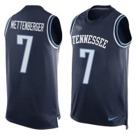 Nike Tennessee Titans -7 Zach Mettenberger Navy Blue Alternate Stitched NFL Limited Tank Top Jersey