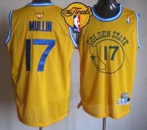 Golden State Warriors -17 Chris Mullin Gold Throwback The Finals Patch Stitched NBA Jersey