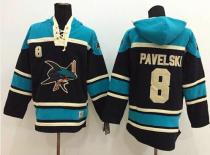 San Jose Sharks -8 Joe Pavelski Black Sawyer Hooded Sweatshirt Stitched NHL Jersey