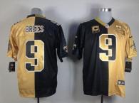 Nike New Orleans Saints #9 Drew Brees Black Gold Men's Stitched NFL Elite Split Jersey