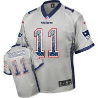 Nike New England Patriots -11 Julian Edelman Grey Mens Stitched NFL Elite Drift Fashion Jersey
