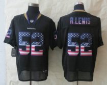 New Nike Baltimore Ravens -52 Ray Lewis USA Flag Fashion Black Elite Jerseys