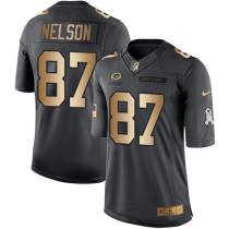 Nike Packers -87 Jordy Nelson Black Stitched NFL Limited Gold Salute To Service Jersey