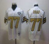Mitchell And Ness Saints -77 Willie Roaf White Stitched NFL Jersey