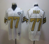 Mitchell And Ness Saints -77 Willie Roaf White Stitched NFL Jersey