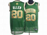 Boston Celtics -20 Ray Allen Stitched Green Gold Number NBA Jersey