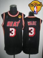 Miami Heat -3 Dwyane Wade Black Hardwood Classics Nights Finals Patch Stitched NBA Jersey