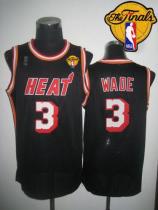 Miami Heat -3 Dwyane Wade Black Hardwood Classics Nights Finals Patch Stitched NBA Jersey
