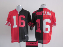 Nike NFL San Francisco 49ers -16 Joe Montana Black Red Mens Stitched Elite Split Autographed Jersey