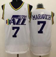 Utah Jazz -7 Pete Maravich White Throwback Stitched NBA Jersey