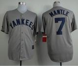 Mitchell And Ness 75TH New York Yankees -7 Mickey Mantle Grey Throwback Stitched MLB Jersey