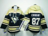 Autographed NHL Pittsburgh Penguins -87 Sidney Crosby Black Sawyer Hooded Sweatshirt Jersey