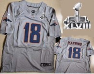 Nike Denver Broncos #18 Peyton Manning New Grey Shadow Super Bowl XLVIII Men's Stitched NFL Elite Je