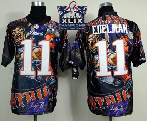 Nike New England Patriots -11 Julian Edelman Team Color Super Bowl XLIX Champions Patch Mens Stitche