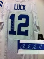 Nike Indianapolis Colts #12 Andrew Luck White Men's Stitched NFL Elite Autographed Jersey