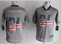 Nike Oakland Raiders -34 Bo Jackson Grey NFL Elite USA Flag Fashion Jersey