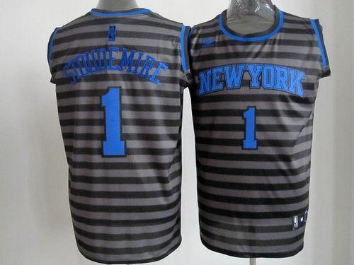 New York Knicks -1 Amare Stoudemire Black Grey Groove Stitched NBA Jersey