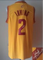 Revolution 30 Autographed Cleveland Cavaliers -2 Kyrie Irving Yellow Stitched NBA Jersey