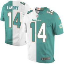 Nike Dolphins -14 Jarvis Landry Aqua Green White Stitched NFL Elite Split Jersey