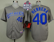 Kansas City Royals -40 Kelvin Herrera Grey Cool Base W 2015 World Series Patch Stitched MLB Jersey