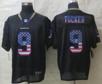 Nike Ravens -9 Justin Tucker Black Men's Stitched NFL Elite USA Flag Fashion Jersey