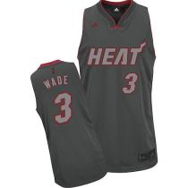 Miami Heat -3 Dwyane Wade Grey Graystone Fashion Stitched NBA Jersey