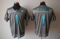 Nike Panthers -1 Cam Newton Grey Shadow With 20TH Season Patch Stitched Jersey