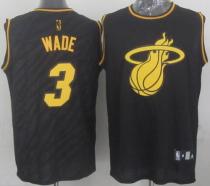 Miami Heat -3 Dwyane Wade Black Precious Metals Fashion Stitched NBA Jersey