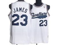 Mitchell and Ness Cleveland Cavaliers -23 LeBron James White Throwback Stitched NBA Jersey