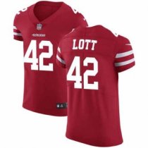 Nike 49ers -42 Ronnie Lott Red Team Color Stitched NFL Vapor Untouchable Elite Jersey