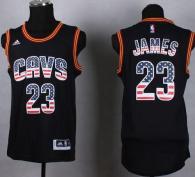 Cleveland Cavaliers -23 LeBron James Black USA Flag Fashion Stitched NBA Jersey