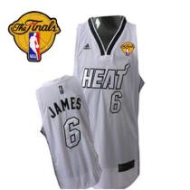 Miami Heat Finals Patch -6 LeBron James Silver No White Stitched NBA Jersey