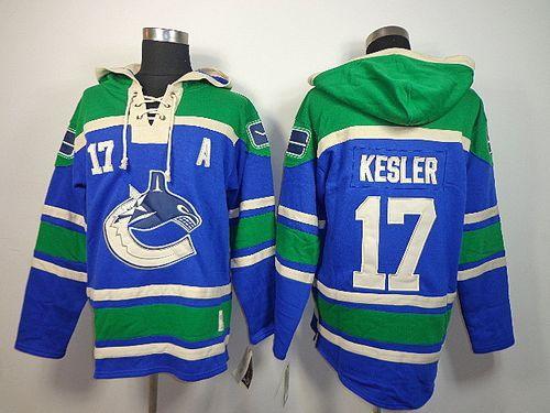Vancouver Canucks -17 Ryan Kesler Blue Sawyer Hooded Sweatshirt Stitched NHL Jersey