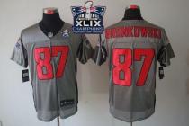 Nike New England Patriots -87 Rob Gronkowski Grey Shadow Super Bowl XLIX Champions Patch Mens Stitch