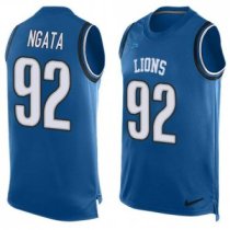 Nike Lions -92 Haloti Ngata Blue Team Color Stitched NFL Limited Tank Top Jersey