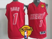 Miami Heat -1 Chris Bosh Red Big Color Fashion Finals Patch Stitched NBA Jersey